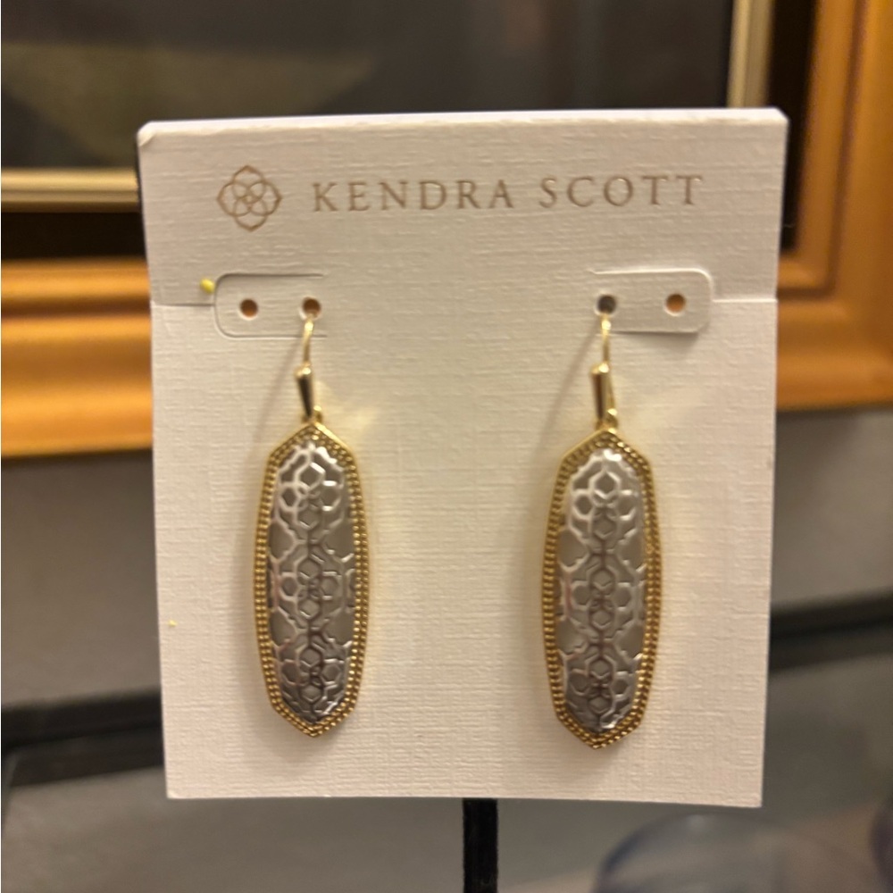Kendra Scott Gold and Silver Textured Earrings - Picture 5 of 5